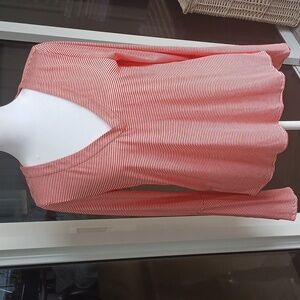 Lucky Brand Women's Red Striped Long Sleeve Blouse